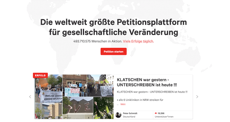 Petitionsplattformen change.org Sintfluth Campaigning